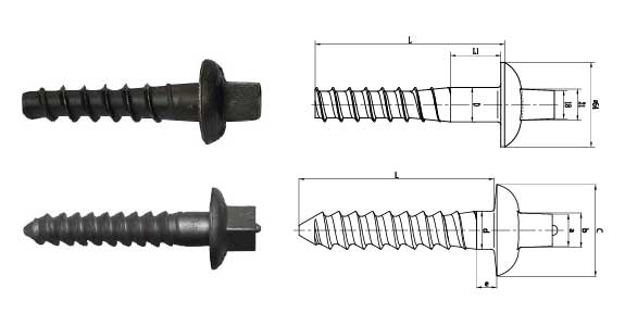 Screw spike with big disk