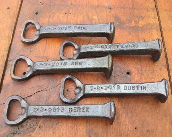 railroad spike bottle-opener