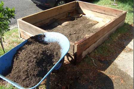 fill raised bed with oil