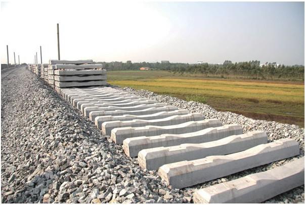 laying of concrete railway sleepers